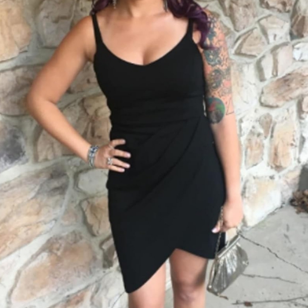 Zalalus Elegant Black Spaghetti Strap Dress NWT